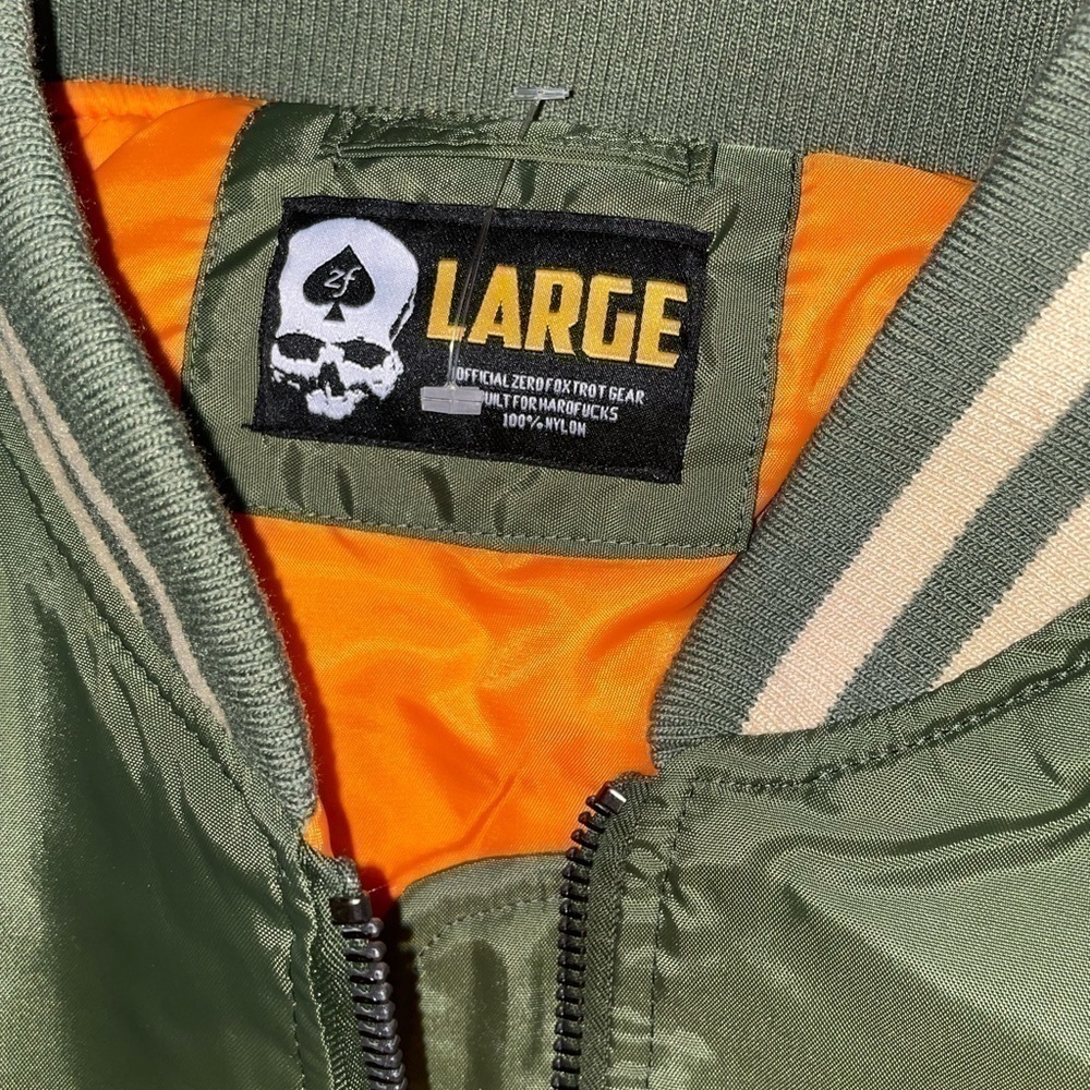 New zero foxtrot gear bomber jacket without tags Large L pit to put 25 t-b 28 - Picture 2 of 12